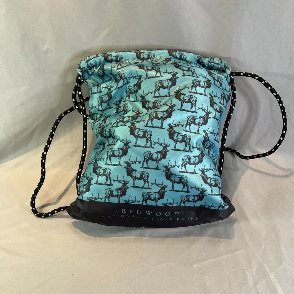 McGovern & Co Redwood National State Park Drawstring Bag Blue Elk Print Sackpack